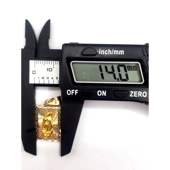14k Gold  Two Tone Virgen De Guadalupe, Our Lady of Guadalupe Square Medal Penda - Picture 10 of 14